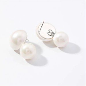 White Round Pearl Retro Vintage Style Earrings